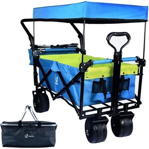 Carrello Pieghevole da 140L con Freno per Ogni Terreno e Tettuccio Rimovibile per Arredamento da Campeggio - Product Image 1
