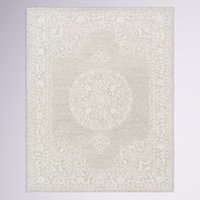 Magnifique tapis médaillon gris clair tendance - Tapis vintage à motif floral avec bordure ivoire, absorbant et lavable