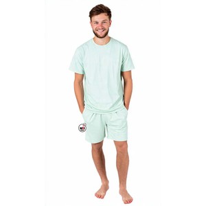 Wholesale Mens Olive Green Crew Neck <b>T</b>-<b>Shirt</b> And Shorts Set Solid Color Quick Dry Knitted Fabric Casual Summer Wear Eco-Friendly - Product Image 2
