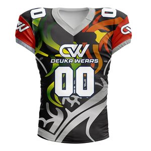 Maillot de football américain personnalisé en maille 100 % polyester respirant, entièrement imprimé par sublimation, conception OEM sur mesure - Product Image 1