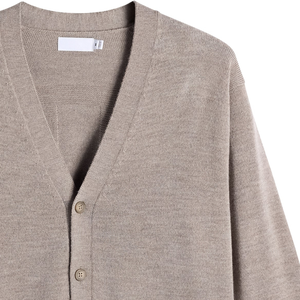 <b>Men's</b> V-Neck Wool <b>Cardigan</b> Solid Color Full Sleeve Button Closure Autumn Wear Anti-Pilling Knit Sweater Standard Thickness - Product Image 5