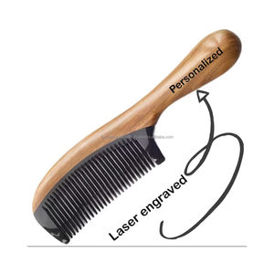หวีไม้และเขาควายสีดำทำมือจากอินเดีย: เครื่องประดับผมคุณภาพสูง - Product Image 1