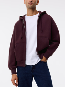 Sudadera con capucha de algodón de alta calidad con cremallera completa bidireccional, logotipo personalizado, estilo urbano, para hombre, oversize, negra, con cremallera frontal completa. - Product Image 5