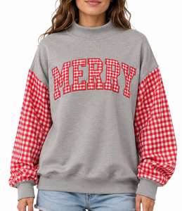 Sudadera Ecológica de Cuello Alto para Mujer, con Logotipo Bordado Personalizado, Diseño a Cuadros, Felpa de Algodón, Estilo Casual y Holgado - Product Image 3