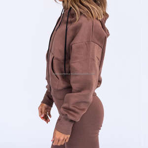 OEM haute qualité Gym Fitness Sweatshirts pour femmes à capuche fermeture éclair complète Sweatshirts personnalisation privée vêtements de sport d'hiver - Product Image 4