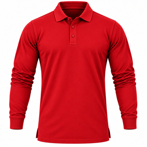 Custom <b>Men</b> Long Sleeve Polo <b>Shirt</b> Casual Pique Golf <b>Shirt</b> Button Placket Solid Color Custom <b>Mens</b> Long Sleeve Polo <b>Shirt</b> - Product Image 1