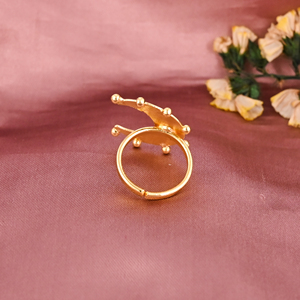 Bague élégante demi-lune en laiton plaqué or réglable pour femme, cadeau de mariage et de fiançailles, vente en gros de 25 paires - Product Image 3