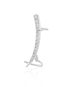 Pendientes de Oreja Curvos con Diamantes Cultivados en Laboratorio, Corte Marquesa, Oro 10K 14K 18K, Clásicos para Boda - Product Image 3
