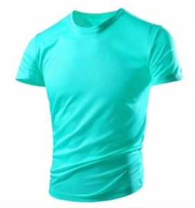 Camiseta de manga corta roja para hombre, cuello redondo, corte ajustado, teñido liso, 180g, peso pesado, lavado ácido a la piedra - Product Image 2