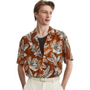 Camisa Ligera de Muselina para Hombre, Corte Relajado, Manga Corta, Casual, Transpirable, con Botones al Frente, para Verano, Playa, Vacaciones, Uso Diario - Product Image 1