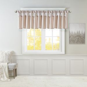Mantovana in finta seta Blush leggera con perline tende e mantovane 50x26" - Product Image 1