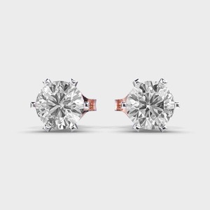 IGI Certified Lab Grown Round Brilliant Cut Diamond Stud <b>Earrings</b> 14K Yellow / White / Rose Gold Solitaire Diamond Stud <b>Earrings</b> - Product Image 1