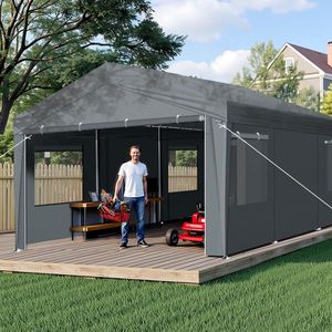 12x20 ft Grey Carport Canopy Car Port Garage Cover - Product Image 3