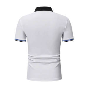 Polo de Algodón Blanco para Hombre, Manga Corta, Corte Ajustado, Ribete en Contraste, Color Sólido Informal, Tejido de Punto, Largo Regular - Product Image 4