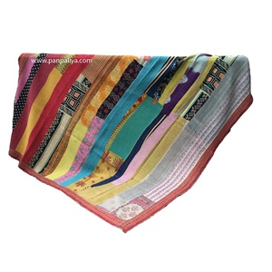 Antique Embroidery Reversible Kantha <b>Throw</b> Handmade Soft Kantha Bedspread <b>Indian</b> Cotton Comfortable Gudari Recycle Rali - Product Image 1