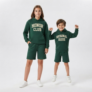 Conjunto de Sudadera con Capucha y Pantalones Cortos para Niñas, de Felpa Suave, Informal, para Deportes al Aire Libre - Product Image 2