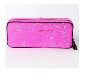 Bolso de mano rectangular para mujer en piel sintética rosa con acabado salpicado, cierre de cremallera, estructurado, para la noche o viajes. - Product Image 1