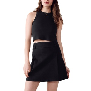 Women Ribbed <b>Racer</b> Crop <b>Top</b> – Spring Summer Cropped Casual Plus Size Fashion <b>Top</b> - Product Image 1