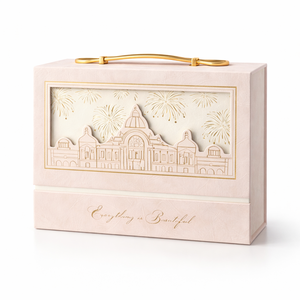 Boîte cadeau de luxe sur mesure de style livre avec poignée en métal |   Emballage en carton rigide, estampage à chaud, design gaufré et découpé - Product Image 2