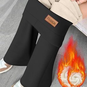 Women's Thermal Warm High Waist Leggings with <b>Tummy</b> <b>Control</b> Spandex/Polyester 220g Ankle-Length Yoga Workout Pants Pockets Black - Product Image 5