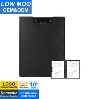 Carpeta Portapapeles A4 Negra Morandi con Logotipo Personalizado, Portaplumas, Clips Metálicos Dobles, Cubierta Plegable de 360 Grados para Estudiantes
