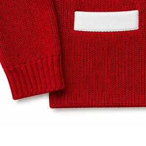 Cardigan rouge en tricot à col en V avec bordure blanche et lettres grecques brodées Delta Sigma pour femme, style preppy, manches longues - Product Image 4