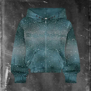 Sudadera con Capucha de Lujo con Bordado de Diamantes de Imitación, Personalizada, Oversize, con Lavado Ácido y Efecto Desgastado, Estilo Urbano, para Hombre, de Felpa - Product Image 1