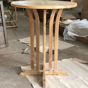 Mesa Alta Redonda de Madera de Teca Sólida Indonesia con Base de Patas Curvas para Muebles de Patio, Cafetería, Bistro y Restaurante al Aire Libre - Product Image 5
