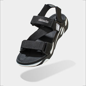 Sandalias con Tiras Cruzadas, Punta Abierta, con Parche de Goma con Logotipo SH en Blanco y Negro, Cierre de Velcro, Ligeras, Deportivas, Casuales, para Todas las Temporadas - Product Image 4