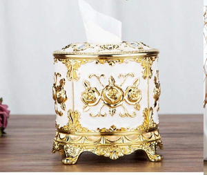 Boîte à mouchoirs élégante en métal à motif marbré et bordure dorée pour une décoration coordonnée, disponible au prix de gros - Product Image 5