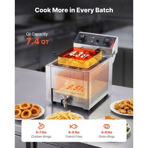Friteuse électrique commerciale d'occasion 9,51 Qt 1750W en acier inoxydable de comptoir avec filtration d'huile améliorée - Product Image 3