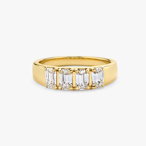Anillo de Compromiso y Boda con Diamante Cultivado en Laboratorio de 1.00 CT, Corte Esmeralda, Oro Sólido de 14KT con Baño de Rodio, Certificado IGI, Anillo de Banda Ancha de Lujo - Product Image 1