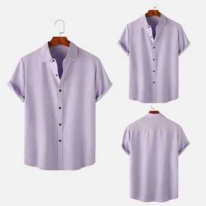 เสื้อเชิ้ตผู้ชายแขนยาวผ้าลินินผสมฝ้ายซาตินเนื้อนุ่มระบายอากาศดี ยับยาก สีพื้น สำหรับฤดูร้อน - Product Image 2