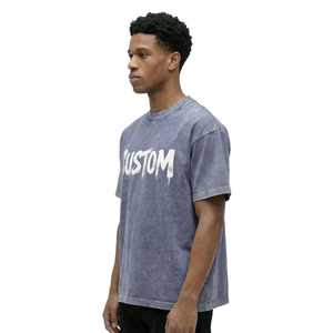 Custom Oversized Short Sleeve T-Shirt <b>Men</b> Cotton O-Neck Jersey Fit Letter Print Casual Street Style - Product Image 1