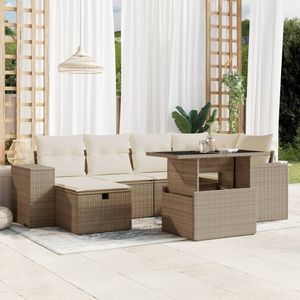 Set Divano da Giardino Beige Crema Bianco - Product Image 1