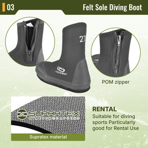 Botas de Buceo Aropec de 5 mm con Suela de Fieltro Supratex y Cierre YKK # 10 Cierres con Refuerzo de Goma para Entornos con Musgo - OEM/ODM Disponible - Product Image 4