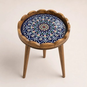 โต๊ะวางของข้างเตียง/โต๊ะกาแฟ รุ่น Scallop Table Blue Mandala แบบพกพา เป็นมิตรกับสิ่งแวดล้อม ทนทาน ทำจากไม้ เหมาะสำหรับห้องนั่งเล่นและห้องนอน - Product Image 6