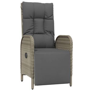 Juego de Comedor de Jardín de Ratán PE Gris con Reposabrazos Ajustables Grandes, Muebles de Patio - Product Image 5