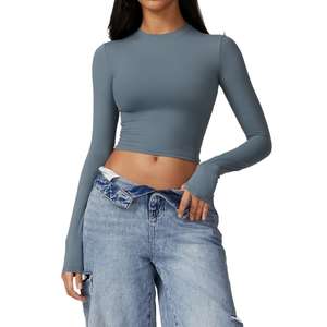 Womens <b>Long</b> <b>Sleeve</b> Breathable Shirts <b>Workout</b> Crop Durable <b>Tops</b> Yoga Tee Mild Support Crop <b>Top</b> Shirts Feeling Athletic <b>Top</b> - Product Image 6