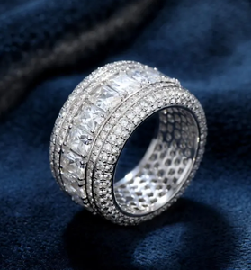 Anillo de Plata 925 con Moissanita y Corte Baguette, Bañado en Rodio, para Bodas, Unisex, para Hombres y Mujeres, Joyería para Fiestas - Product Image 5
