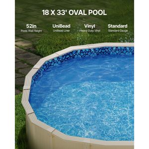 Telo di copertura ovale per piscine fuori terra Unibead da 18x33 piedi, spessore standard con altezza parete di 52 pollici, accessori per piscina - Product Image 2