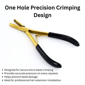 Herramienta Profesional de Engaste para Extensiones de Cabello con Micro Anillos de un Solo Orificio, Alicates Duraderos de Acero Inoxidable para Cerrar Cuentas, para Estilistas de Cabello - Product Image 2