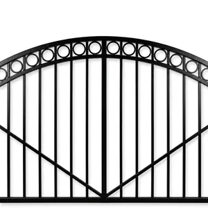 Puerta Doble Moderna de Hierro con Arco Superior Pintada en Negro, Puerta de Metal para Entrada de Vehículos - Product Image 4