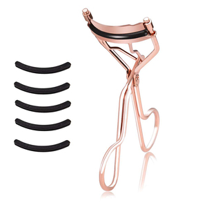 Recourbe-cils en titane couleur or poli miroir, mini recourbe-cils en acier inoxydable Herman, recourbe-cils jetables avec coussinets - Product Image 1