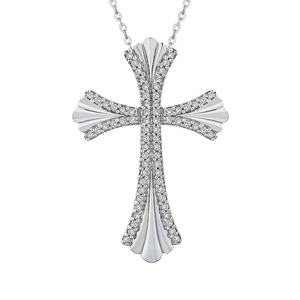 1.07 Ct White Natural Diamond <b>Cross</b> Pendant Necklace Christian Religious Sterling Silver Factory Direct Sale Link <b>Chain</b> Type - Product Image 1