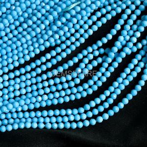 Cuentas redondas microfacetadas de turquesa azul natural de 2 mm, cuentas de turquesa para la fabricación de joyería, venta al por mayor, cuentas sueltas facetadas con corte de diamante. - Product Image 3