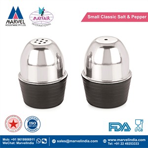 Paire de salières et poivrières classiques en acier inoxydable poli miroir, écologiques, pour la maison et la restauration - Style classique - Product Image 2