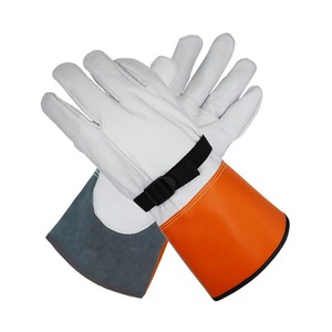 Guantes de soldadura industriales de cuero de manga larga en color sólido, estilo largo, resistentes al calor. - Product Image 3