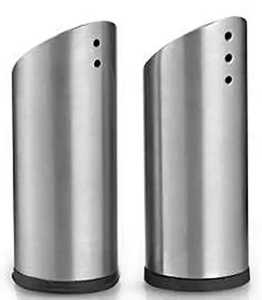 Tall Hammered Stainless Steel Leak Proof Dishwasher Safe <b>Salt</b> Pepper Shaker Set Spice Dispenser Cylindrical Seasoning Container - Product Image 2