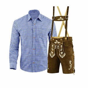 Tenue bavaroise bleue européenne pour l'Oktoberfest, chemise pour homme, costume de festival Trachten, tailles 46 à 60 - Product Image 1